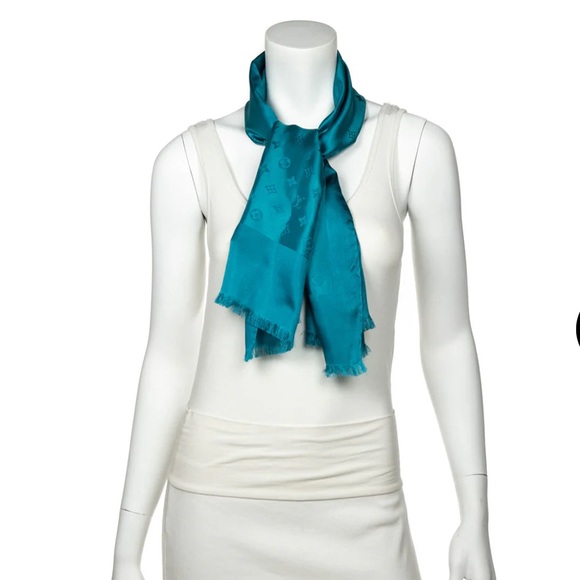 Louis Vuitton teal silk scarf
